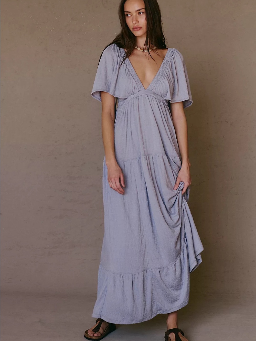 Free People La La Maxi Dress in Lilac Grey Size XS